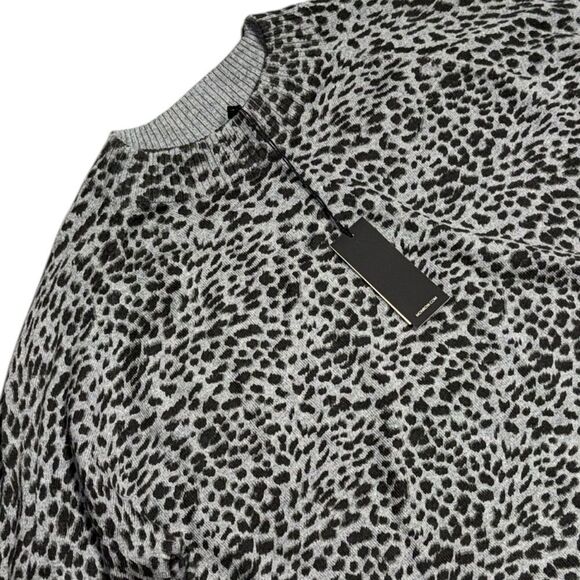NWT Monrow grey leopard cashmere blend bell sleeve sweater size large - Picture 5 of 9